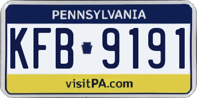 PA license plate KFB9191