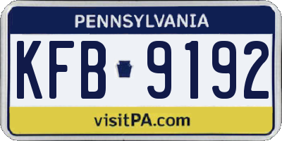 PA license plate KFB9192