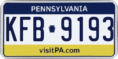 PA license plate KFB9193