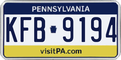 PA license plate KFB9194