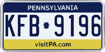 PA license plate KFB9196