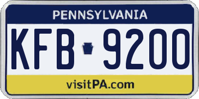 PA license plate KFB9200