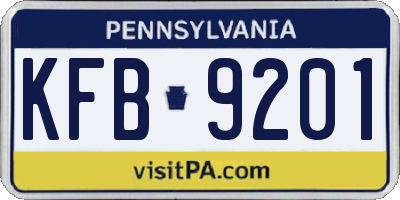 PA license plate KFB9201