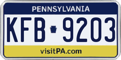 PA license plate KFB9203