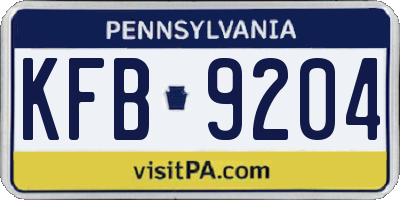 PA license plate KFB9204