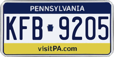 PA license plate KFB9205