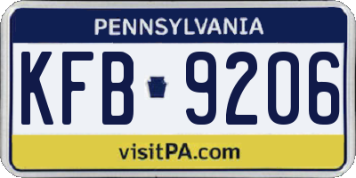 PA license plate KFB9206
