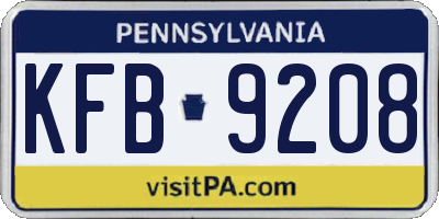 PA license plate KFB9208