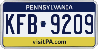 PA license plate KFB9209