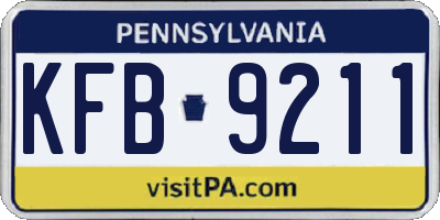 PA license plate KFB9211