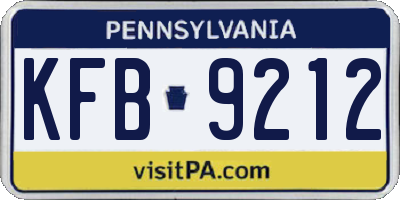 PA license plate KFB9212