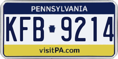 PA license plate KFB9214