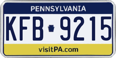 PA license plate KFB9215