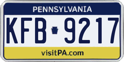 PA license plate KFB9217