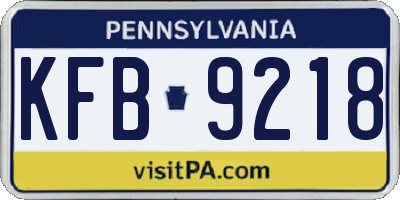 PA license plate KFB9218
