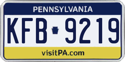 PA license plate KFB9219