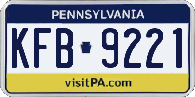 PA license plate KFB9221