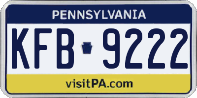PA license plate KFB9222