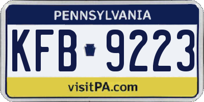 PA license plate KFB9223