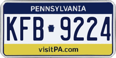 PA license plate KFB9224