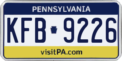 PA license plate KFB9226