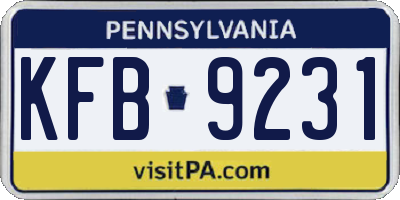 PA license plate KFB9231