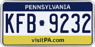 PA license plate KFB9232