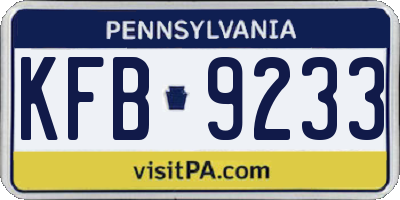 PA license plate KFB9233