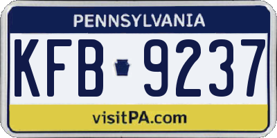 PA license plate KFB9237