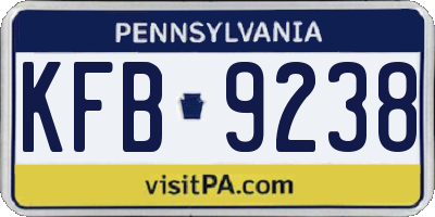 PA license plate KFB9238