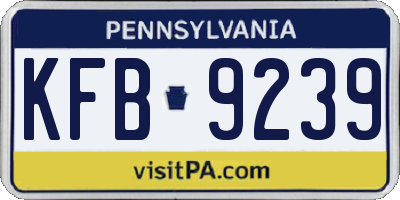 PA license plate KFB9239