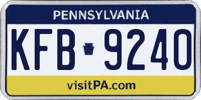 PA license plate KFB9240