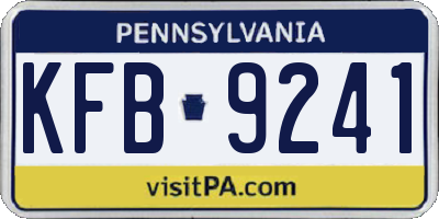 PA license plate KFB9241