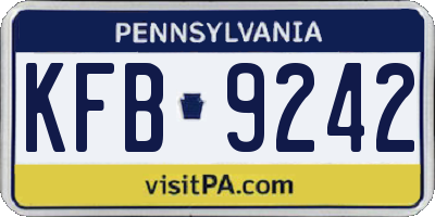 PA license plate KFB9242