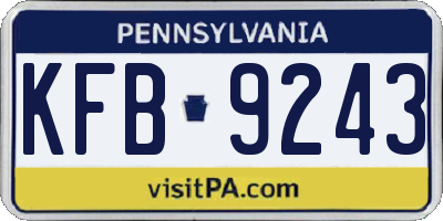 PA license plate KFB9243