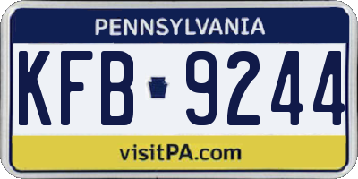 PA license plate KFB9244
