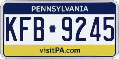 PA license plate KFB9245