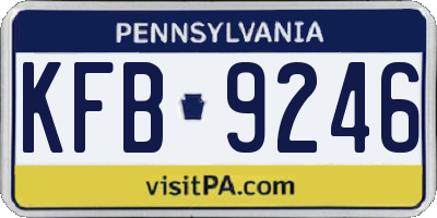 PA license plate KFB9246
