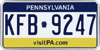 PA license plate KFB9247
