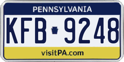 PA license plate KFB9248