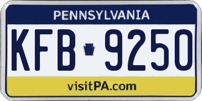 PA license plate KFB9250
