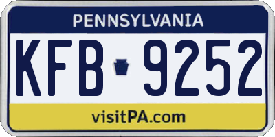 PA license plate KFB9252
