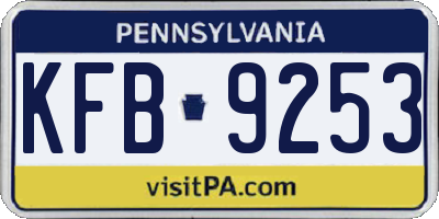 PA license plate KFB9253