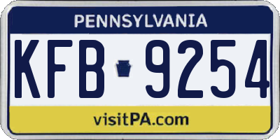 PA license plate KFB9254