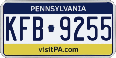 PA license plate KFB9255