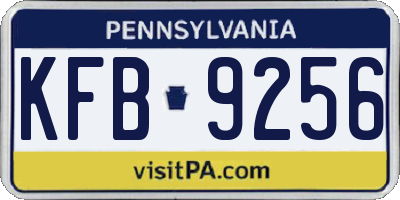 PA license plate KFB9256