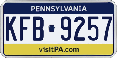 PA license plate KFB9257
