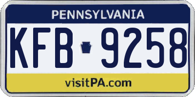 PA license plate KFB9258