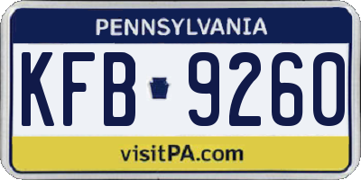PA license plate KFB9260