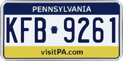 PA license plate KFB9261